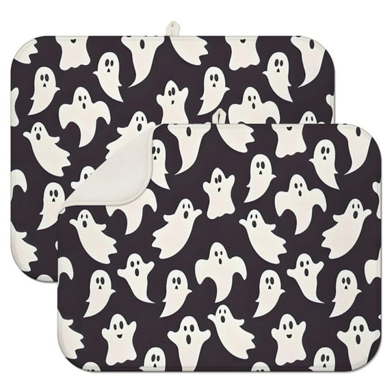 Cute Halloween Ghosts Pattern Dish Drying Mat for Kitchen 1 Pack, Ultra Absorbent Microfiber Dishes Drainer Mats,18x24in(46x61cm)