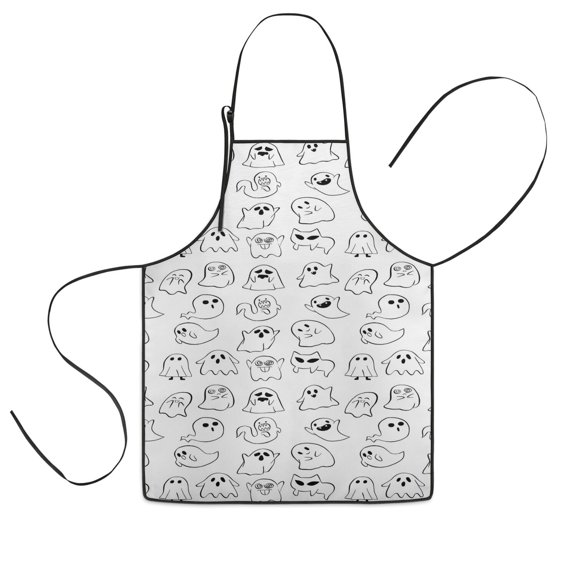 Cute Halloween Ghosts Pattern Kids Aprons for Girls and Boys,Adjustable Neck Strap Toddler Aprons for Kids Cooking Baking,23.6"x19"