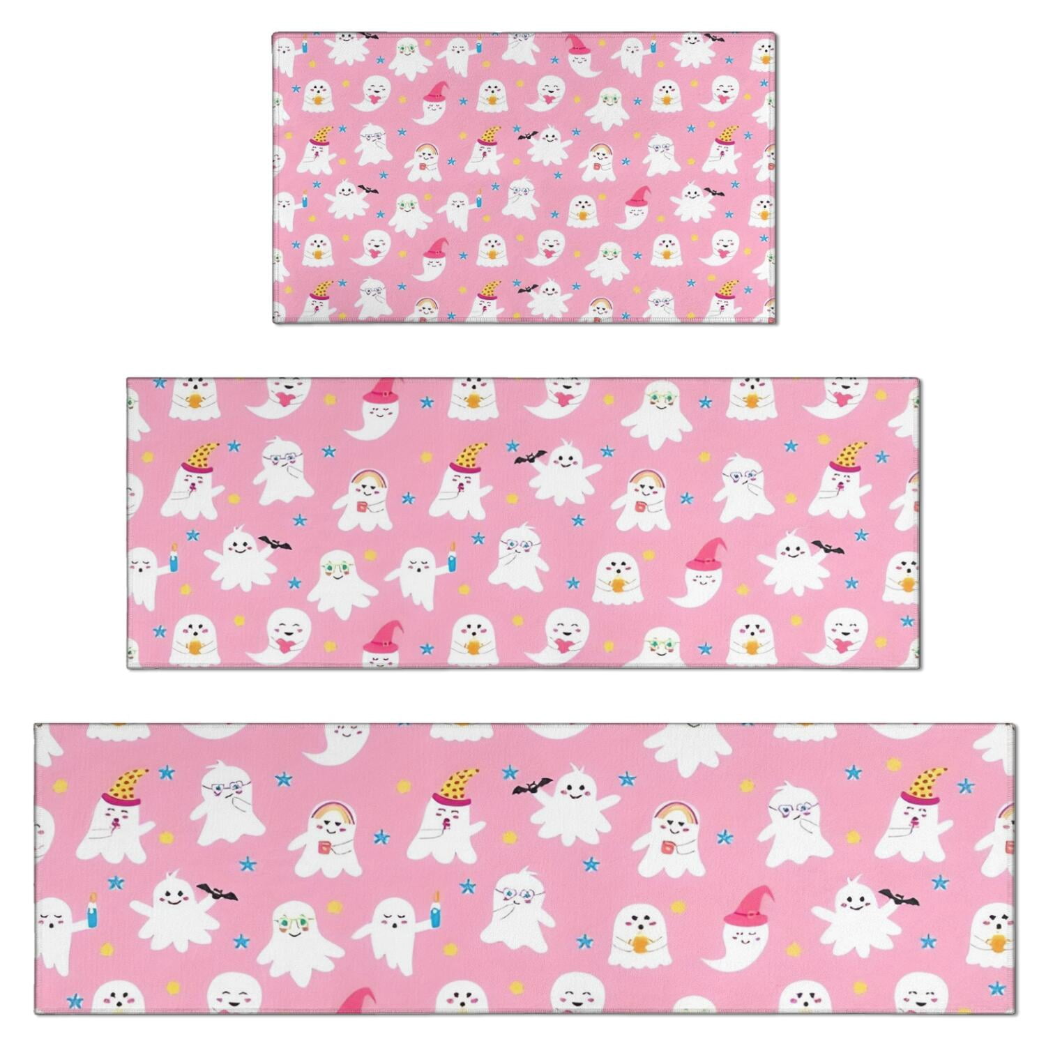 Cute Halloween Ghosts Pattern Kitchen Rugs Sets Of 3,Kitchen Runner ...