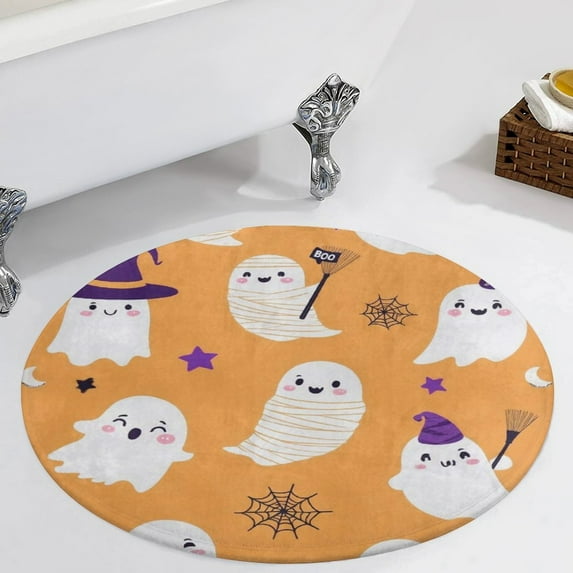 Cute Halloween Ghosts Pattern Round Area Rugs for Bedroom Living Room, 6FT Soft Comfy Indoor Circle Carpets, Carpet Home Decor Floor Mat