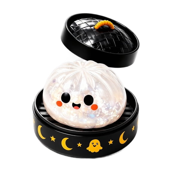 Cute Halloween Gyoza Dumpling Squishy Slow Rising Squeeze Ball for Sensory Play Soft Holiday Themed Novelty Toy for Party Favors and Gifts