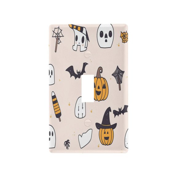 Cute Halloween Icons Pattern Light Switch Cover Switch Plate Outlet Cover Plug Cover for Electrical Outlet