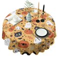 thumbnail image 1 of Cute Halloween Icons Pattern Round Tablecloth 60"x60",Wrinkle Wipeable Table Cloth for Kitchen Dining Room Picnic Patio Party, 1 of 6