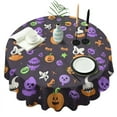 thumbnail image 1 of Cute Halloween Icons Pattern Round Tablecloth 60"x60",Wrinkle Wipeable Table Cloth for Kitchen Dining Room Picnic Patio Party, 1 of 6