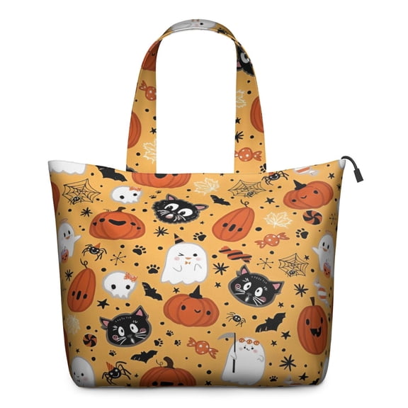 Cute Halloween Icons Pattern Travel Tote Bags for Women Carry On,Large Weekender Bags for Women Travel,Multi Functional Duffle Bag for Work,Shopping,Sports