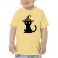 thumbnail image 1 of Cute Halloween Kitten Witch Hat T-Shirt Toddler -Image by Shutterstock,  5 Toddler, 1 of 4