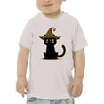 thumbnail image 1 of Cute Halloween Kitten Witch Hat T-Shirt Toddler -Image by Shutterstock,  5 Toddler, 1 of 4