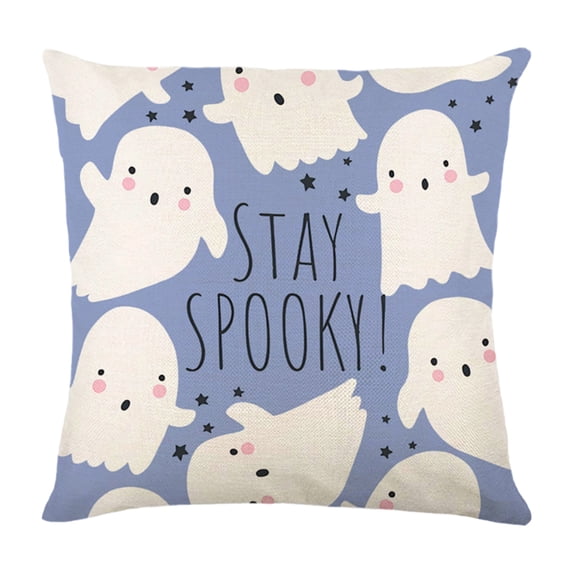 Cute Halloween Pillow Covers 18x18 - Polyester Funny Ghost Jack-o'-Lantern Pumpkin Throw Cushion Case for Spooky Sofa Decor (1 Pc)