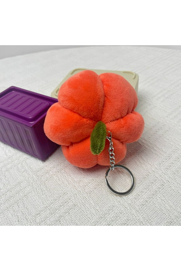 Cute Halloween Pumpkin Keychain - 3.94in Orange Plush Bag Charm for Keys, Backpacks & Gifts - Soft Polyester Mini Jack-o-Lantern Decor for Halloween Party Favors & Costume Accessories