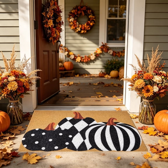 Cute Halloween Pumpkin Shaped Rug, Washable Orange Floor Mat, Soft Non-Slip Carpet for Bathroom, Tub Area, Living Room, Bedroom and Kitchen Daily Decoration