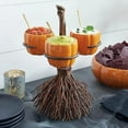 thumbnail image 1 of Cute Halloween Resin Pumpkin Bowls on Broom for Serving Fruit Salad Snacks Halloween, 1 of 7