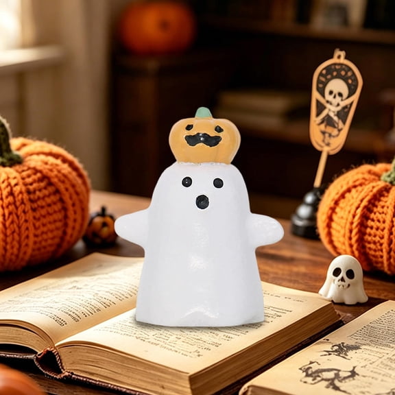 Cute Halloween Resin Statue Ornaments, Owl, Pumpkin Ghost Figurines, Durable Fade-Resistant Mini Decorations for Indoor Shelves, Desks Party Favors