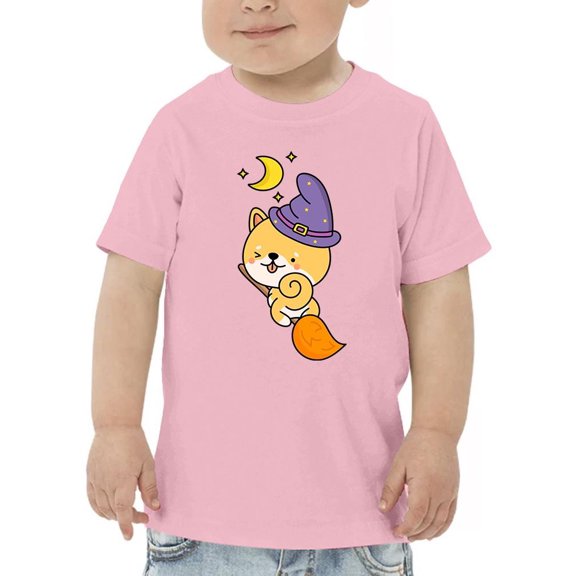 Cute Halloween Shiba On Broom T-Shirt Toddler -Image by Shutterstock, 2 Toddler