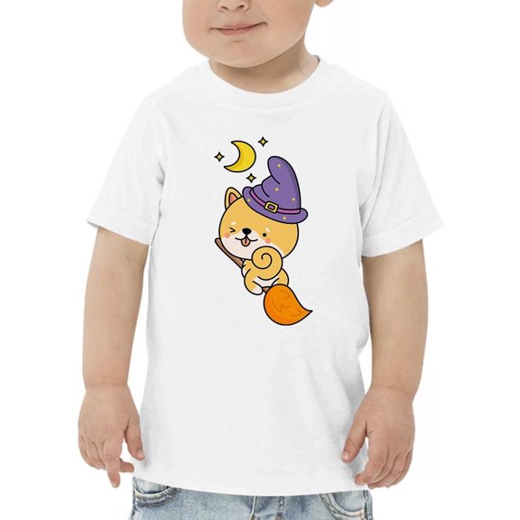 Cute Halloween Shiba On Broom T-Shirt Toddler -Image by Shutterstock, 2 Toddler
