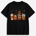 thumbnail image 1 of Cute Halloween Shirts for Women, Puppy Pumpkin Spice Coffee Graphic T-Shirt, Short Sleeve, 1 of 5