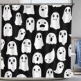 thumbnail image 1 of Cute Halloween Shower Curtain Spooky Funny Ghosts Icons Art Home Bathtubs Deocr Set Include Hooks 72"x72", 1 of 7