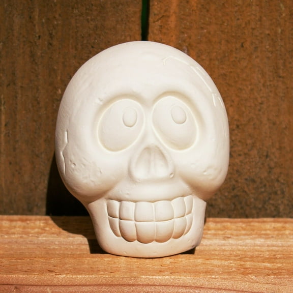 Cute Halloween Skull 4x3 IN STOCK Ceramic Bisque Ready To Paint Pottery