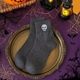 thumbnail image 1 of Cute Halloween Socks Pumpkin Bat Embroidered Crew Socks (Dark Gray One Size), 1 of 3