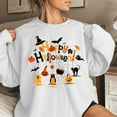 thumbnail image 1 of Cute Halloween Sweatshirt – Happy Halloween Ghost, Cat, Pumpkin Fall Pullover for Women. Perfect for Halloween parties, spooky season outfits., 1 of 6