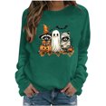 thumbnail image 1 of Cute Halloween Sweatshirt Women Raccoon Ghost Witch Graphic Print Crew Neck Long Sleeve Pullover Oversized Fleece Lined Fall Top for Spooky Season Holiday Party, 1 of 5