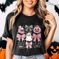 thumbnail image 1 of Cute Halloween T-Shirt – Kawaii Ghost, Pumpkin, and Candy Bow Graphic Tee - Gift for Halloween, 1 of 2