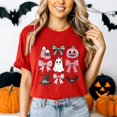 thumbnail image 1 of Cute Halloween T-Shirt – Kawaii Ghost, Pumpkin, and Candy Bow Graphic Tee - Gift for Halloween, 1 of 2