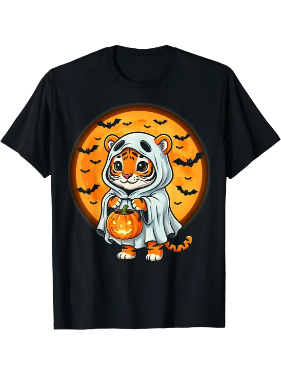Cute Halloween Tiger Ghost for Animal Lovers T-Shirt, Unisex T-Shirt