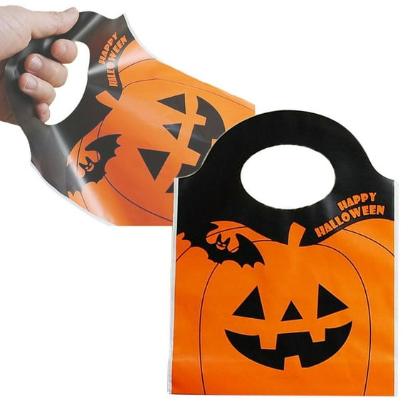Cute Halloween Treat Bags 50 Pcs, Pumpkin Bat Goodie Bags for Trick or Treat Party Favors, Bulk Gift Bags for Candy, Cookies, Snacks, and Holiday Decor