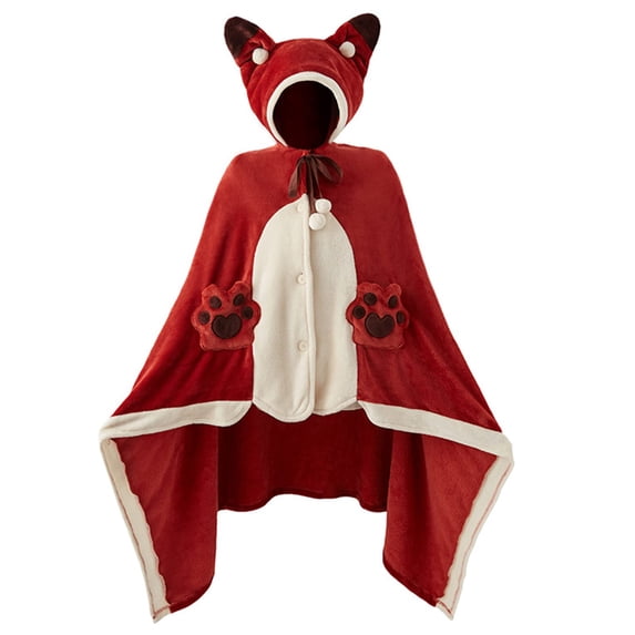 Cute Halloween Wearable Blanket Hoodie Free Size for Adults Devil Bat Hooded Blanket Oversized Soft Sherpa Hoodie Women Throw Cloak Wrap with Demon Wings