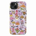 thumbnail image 1 of Cute Halloween Western Phone Case for iPhone 16 15 14 13 12 11 Pro Max, Mini & Plus – Kawaii Ghosts, Pumpkins, Cowgirl Boots & Skeletons (Purple), 1 of 6