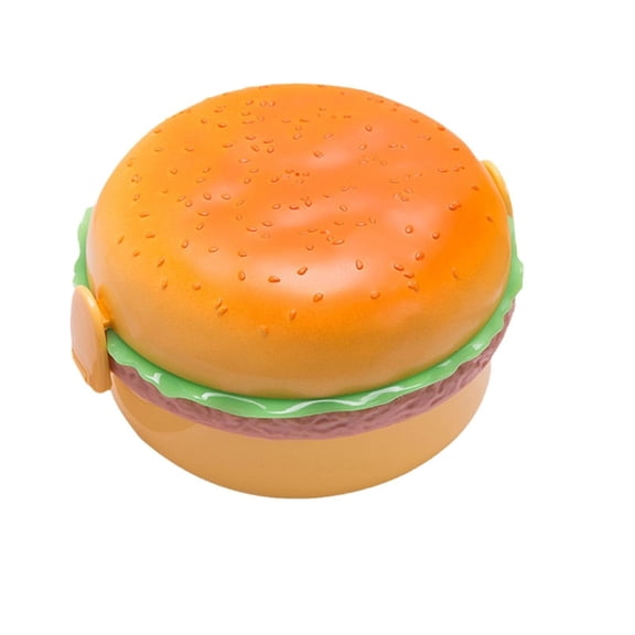 Cute Hamburger Box, 3-Layer Portable Lunch Box, Salad Box, Microwave Heated Lunch Box, Simulated Hamburger-Shaped, Suitable for Storing Fruits Snacks Desserts, 1Pc, Easy to Use(Orange1,5.5x5.5x3.5")