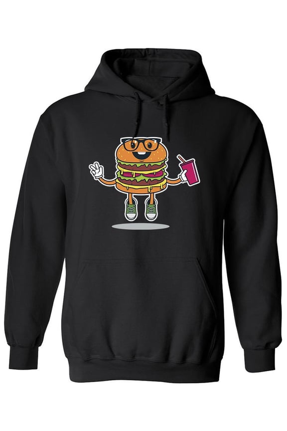 Cute Hamburger Cartoon Hoodie Men -Image by Shutterstock, Male x-Large