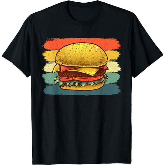 Cute Hamburger Design For Men Women Vintage Hamburger Burger Funny Creative Graphic T-Shirt