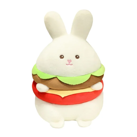 Cute Hamburger Rabbitr Plush Burger Food Rabbit Stuffed Animals Plush Toys Hugging Gifts for Kids