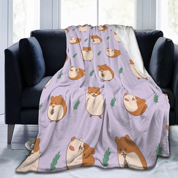 Cute Hamster Blanket, Soft Warm Bed Bedding Throw Blankets for Couch Bedroom Sofa Office, All Season Cozy Flannel Plush Blanket Gifts for Adults, 60"X50"