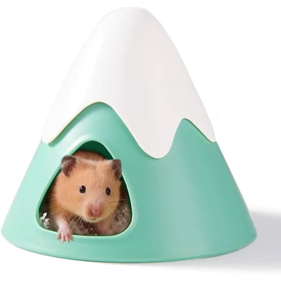 Cute Hamster Hide House Snowy Mountain Design, Small Animal Habitat Hideout Hut, Cozy Shelter for Syrian Hamsters, Gerbils, Mice & Pet Rats