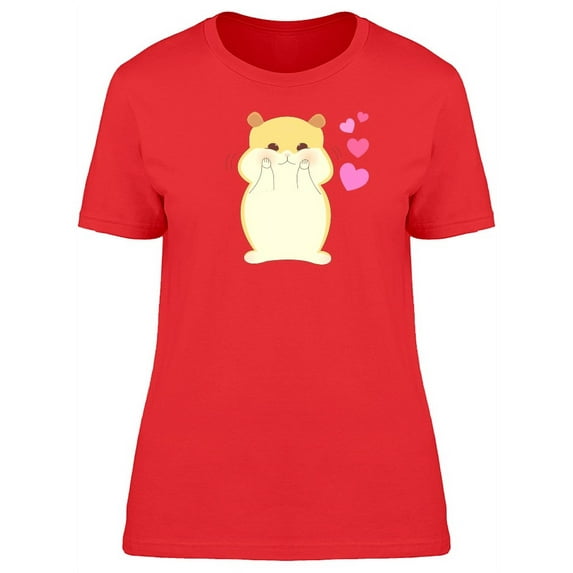 Cute Hamster In Love Doodle T-Shirt Women -Image by Shutterstock, Female Small