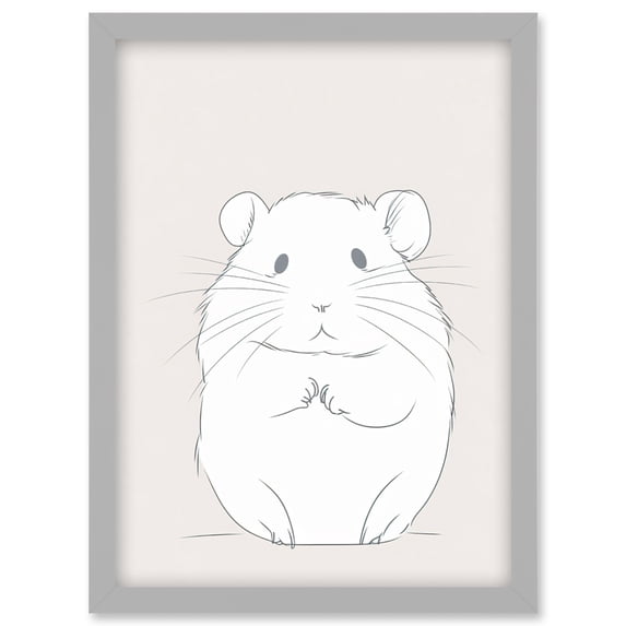 Cute Hamster Portrait Simple Illustration Artwork Framed Wall Art Print A4