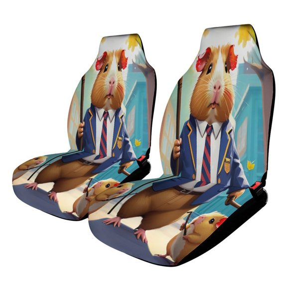 Cute Hamster School Uniform Car Seat Covers Front Seats Universal Fit for Cars SUV Truck Auto Interior Accessories
