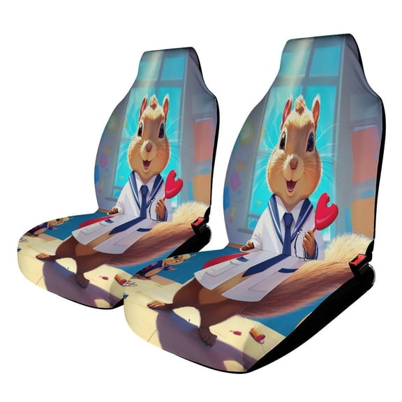 Cute Hamster School Uniform Car Seat Covers Front Seats Universal Fit for Cars SUV Truck Auto Interior Accessories