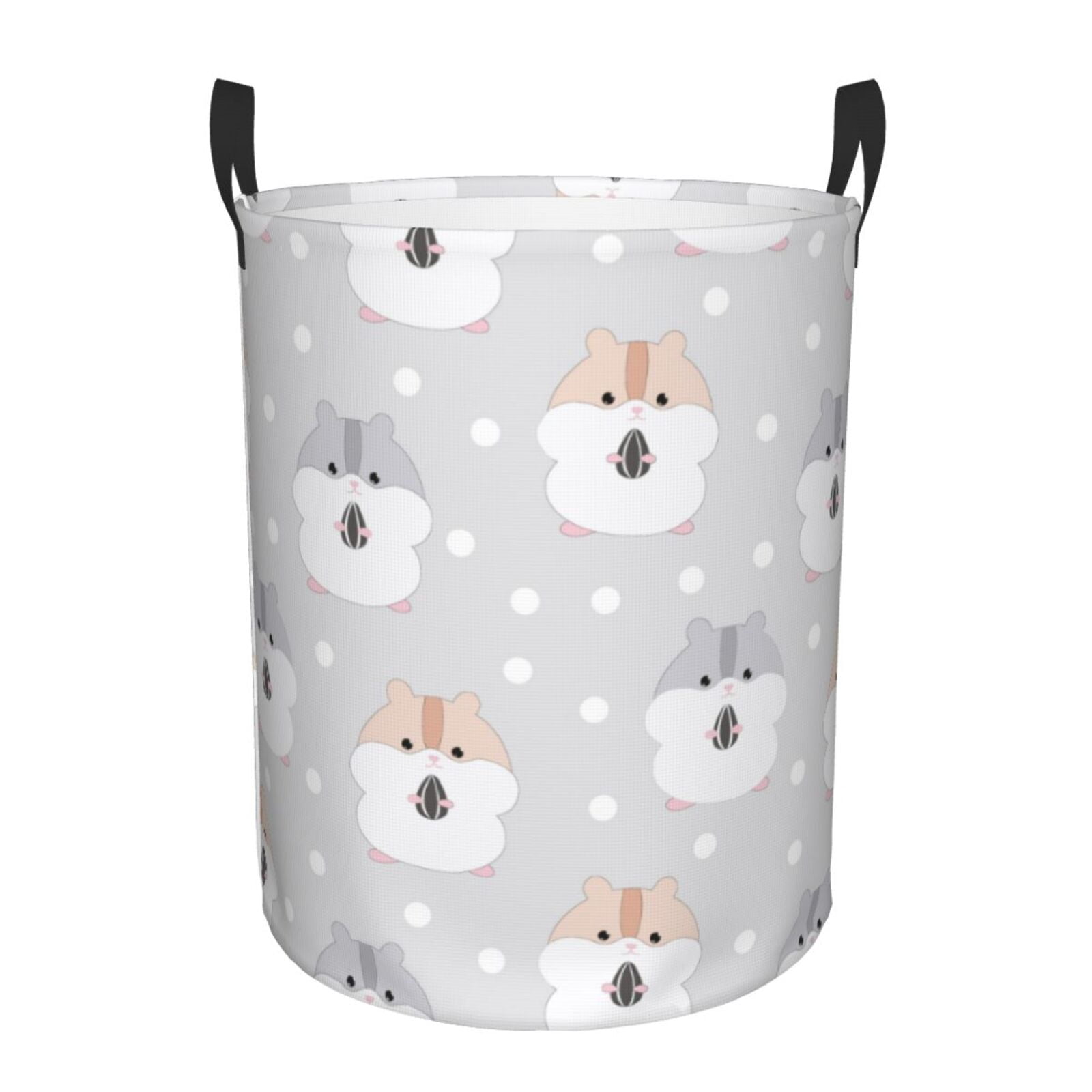 Cute Hamster Sunflower Seed Gray Laundry Basket with Handles ...