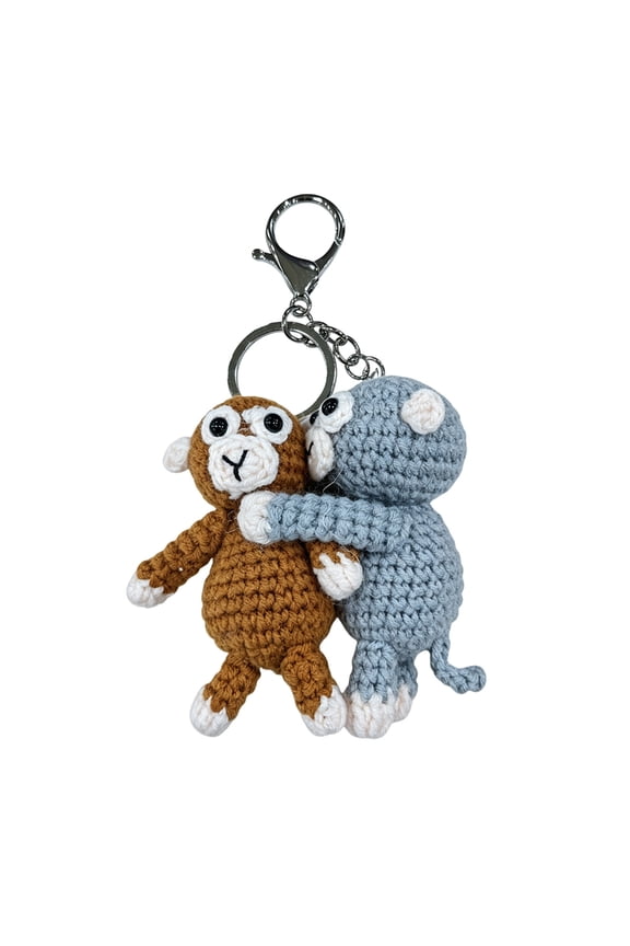 Cute Hand Crocheted Monkey Key Holder Keychain Suitable For Motorcycles Key And Backpack Purse Charms Stylish Decoration