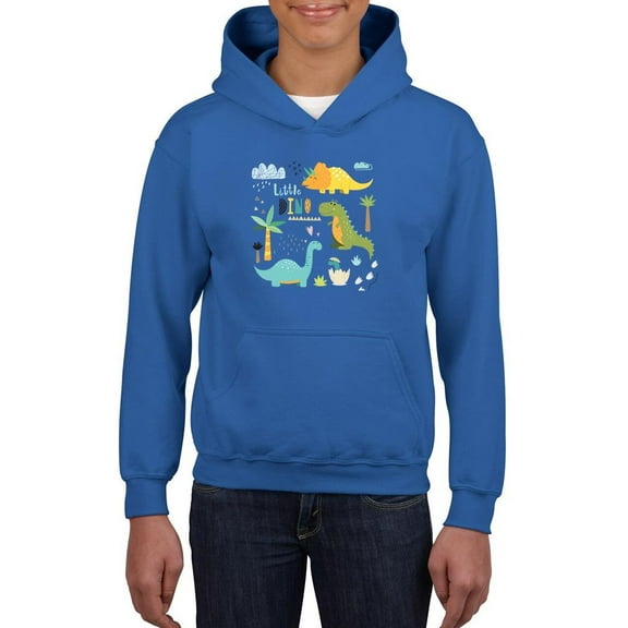 Cute Hand Drawn Dinos Hoodie Juniors -Image by Shutterstock, Large