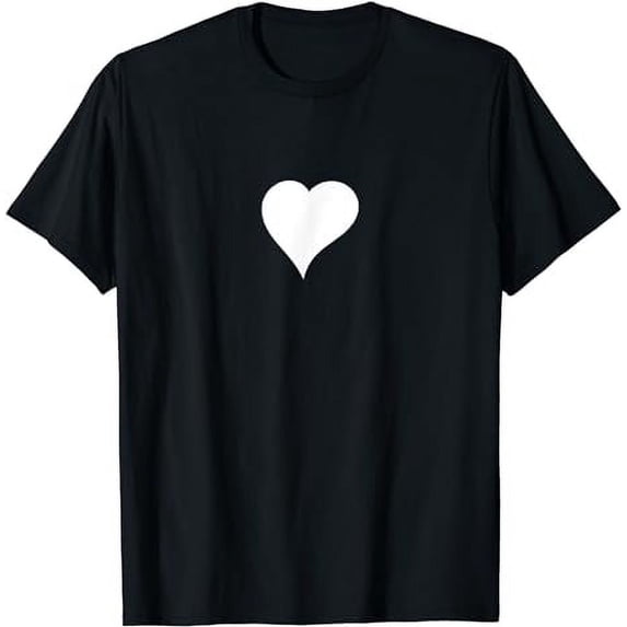 Cute Hand Drawn White Heart - Black Minimalist Love symbol T-Shirt