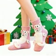 thumbnail image 1 of Cute Hand-Knitted Pink White Cat Christmas Floor Socks - Warm Cozy Winter Animal Socks, Perfect Christmas Gift, Soft Knit Material For Comfortable Wear, C, 1 of 5
