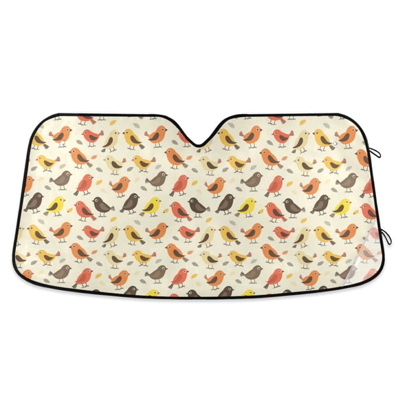 Cute Hand Paint Birds Car Windshield Sun Shade Foldable Car Front Window Visor Heat and UV Protection 53x23.5