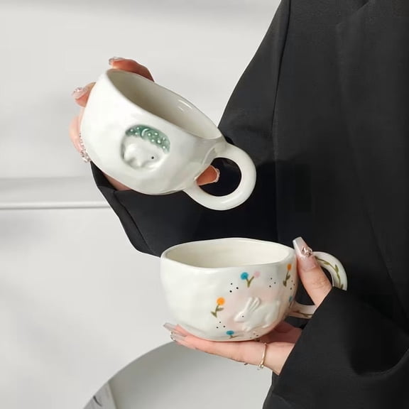 Cute Hand-Painted Bear Ceramic Mug - Whimsical Coffee, Tea, and Milk Drinkware