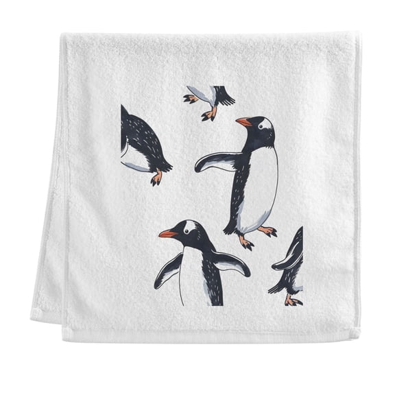 Cute Hand Painted Penguins Pure Cotton Towels Bath Towel Quick Drying for Bathroom Beach Sports 16" x 30"
