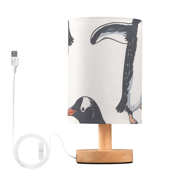Cute Hand Painted Penguins Table Lamp with USB Port LED Warm Light Lamp Night Light Home Decor