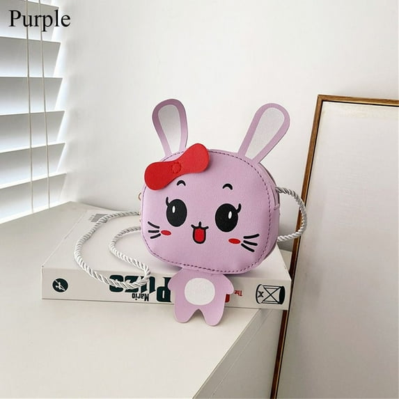 Cute Handbag PU Leather Rabbit Messenger Bag Shoulder Bag Crossbody Bag Coin Purse PURPLE